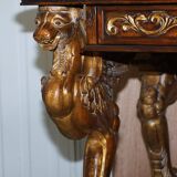 Double-sided writing desk in hardwood with gilt griffins, RJ Horner style.