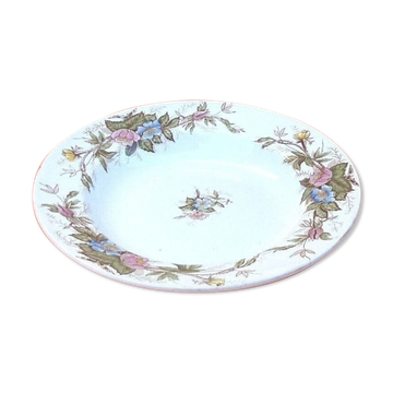 Old hollow dish Polychrome earthenware Floral decoration Diameter: 255mm