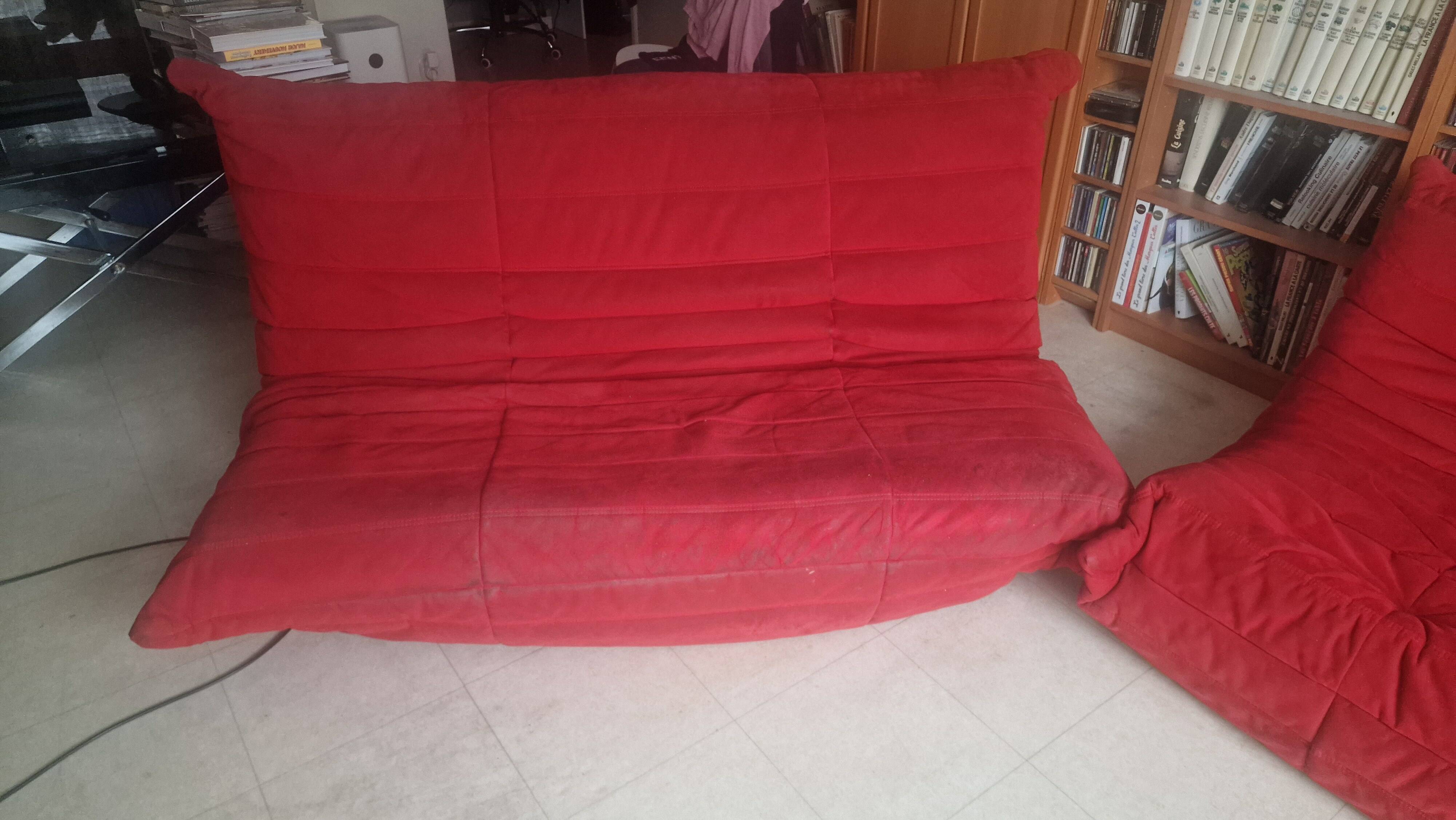 TOGO Set from Ligne Roset - Alcentara Red - Sofa Bed - Corner Armchair - Armchair