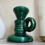 Vallauris candle holder in green ceramic