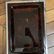 A plexiglass and silver metal tray, 1970.