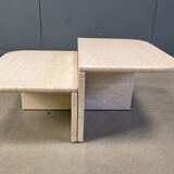 Pair of vintage travertine coffee tables or side tables, 1970s
