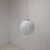 Italian Murano Glass Globe Chandelier with Brass Accents, 1970s