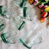 Set of 6 handle glasses and 1 puffed glass jug
