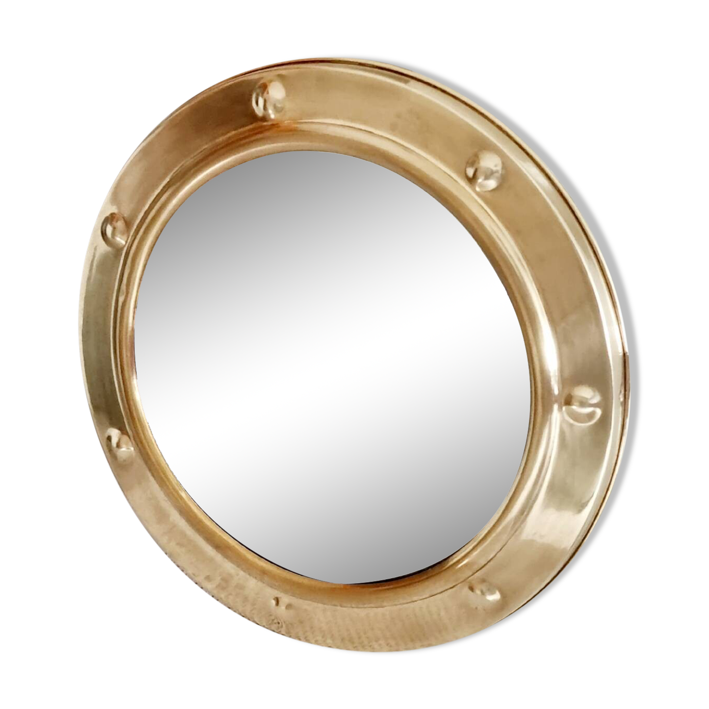 Brass witch's eye porthole mirror