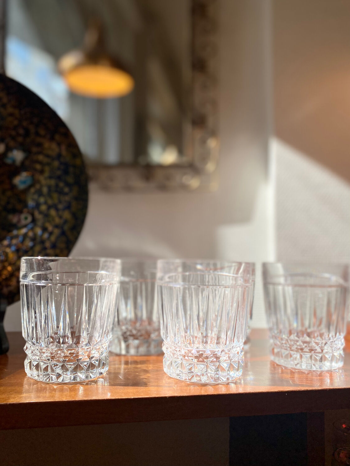 Set of 5 Val Saint Lambert whiskey glasses