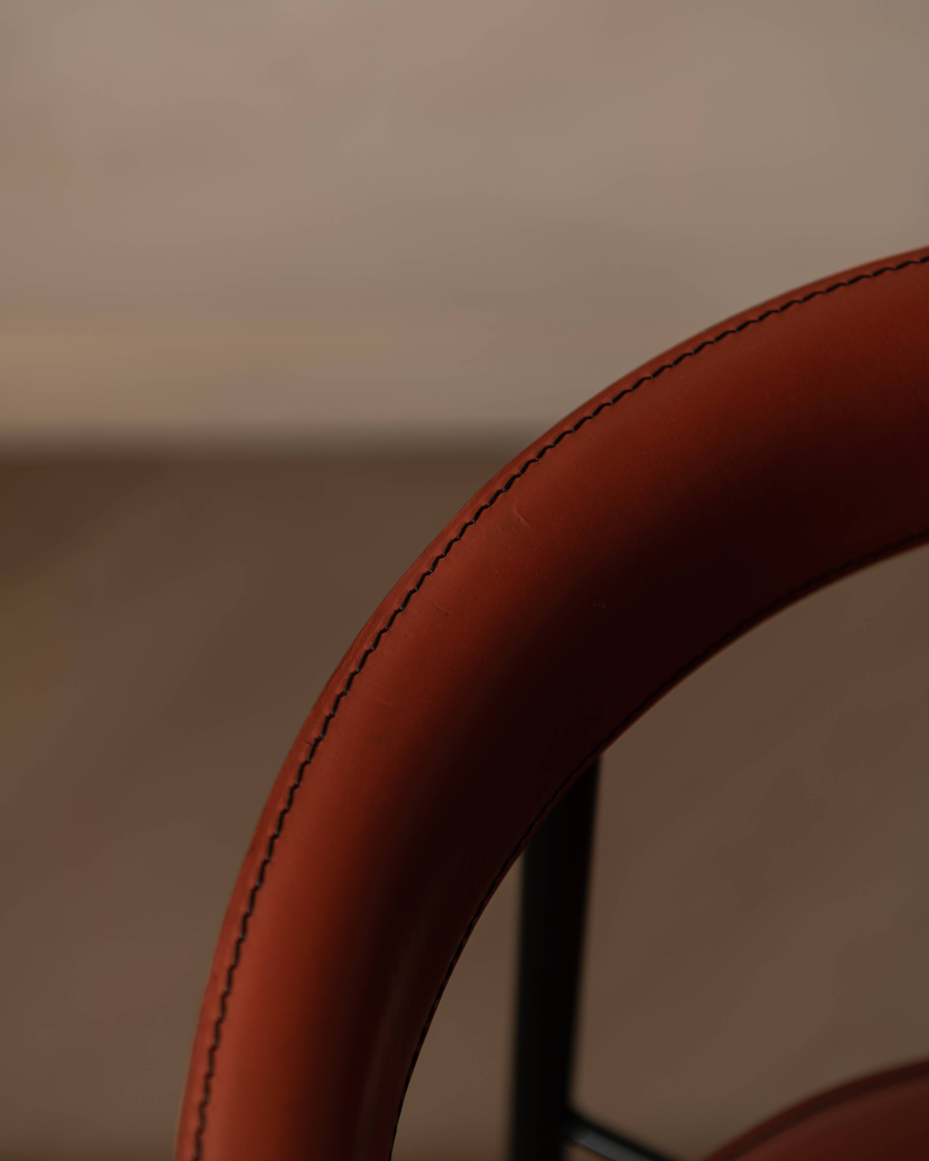 Vintage leather dining chair Arrben Italy, 1980s