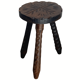 Brutalist carved tripod milking stool, 1950s