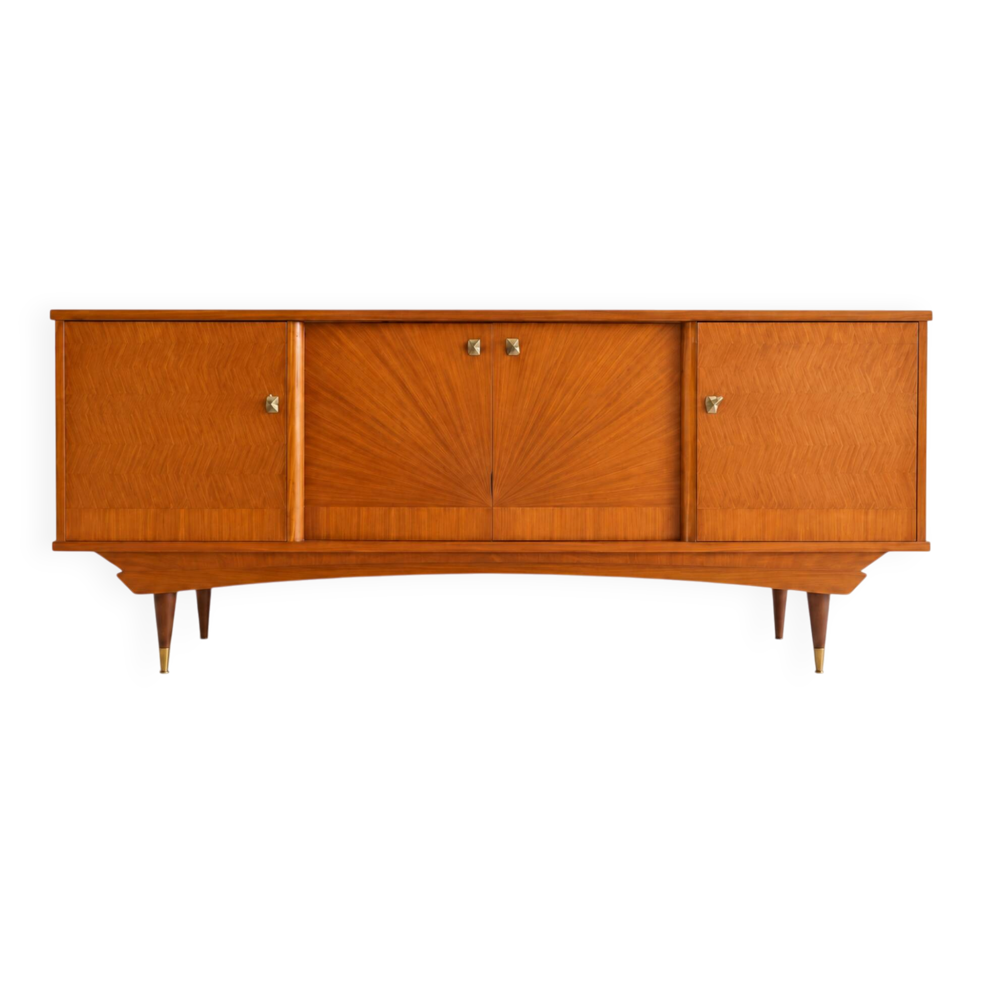 Vintage enfilade from the 50s-60s in geometric fan marquetry.