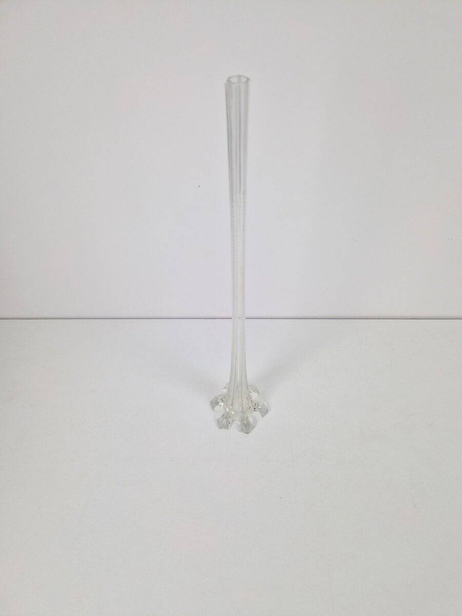 Art Nouveau French Gladioli Fluted Glass Vase, 1920s