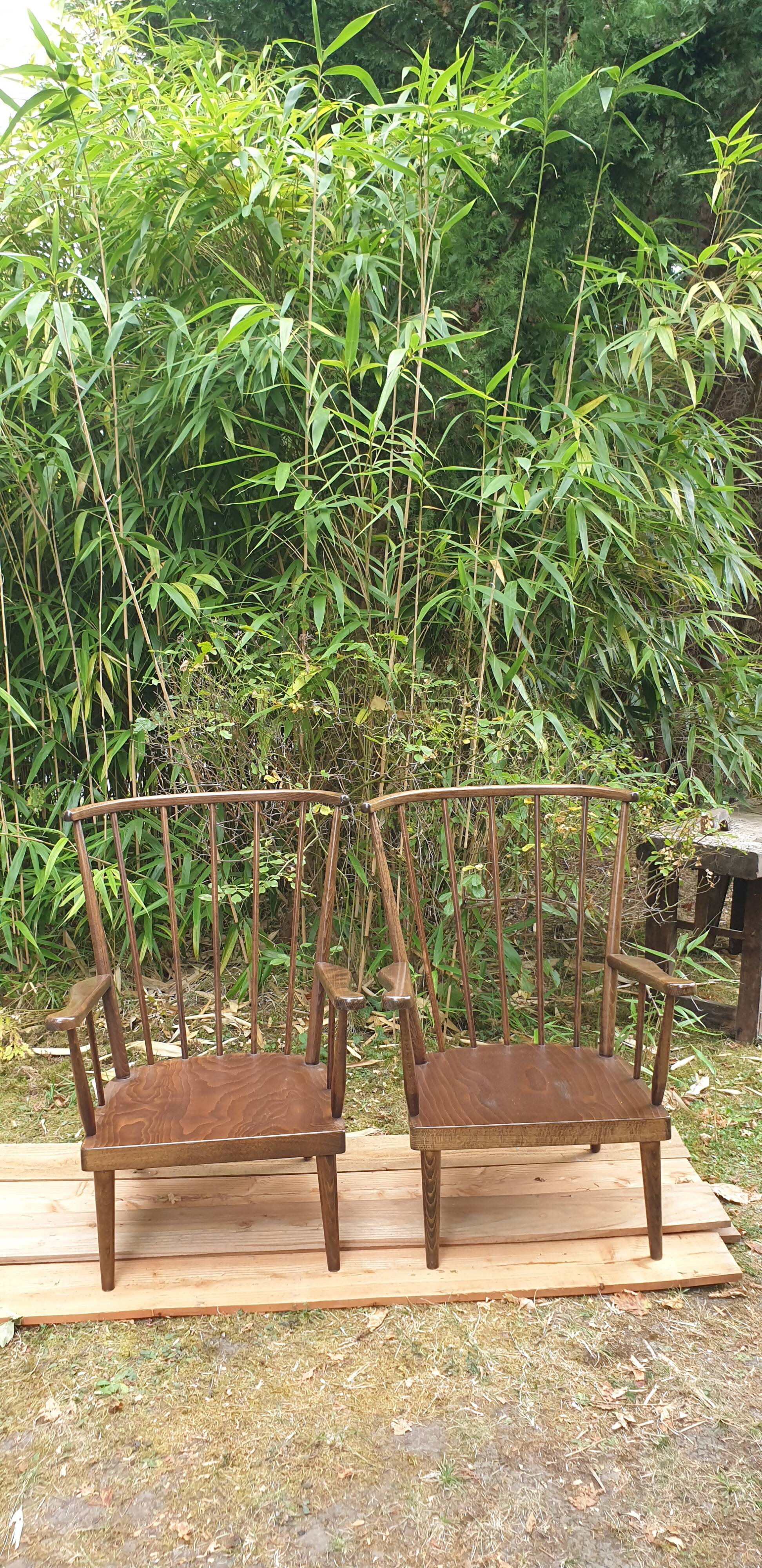 Baumann fan armchair pair