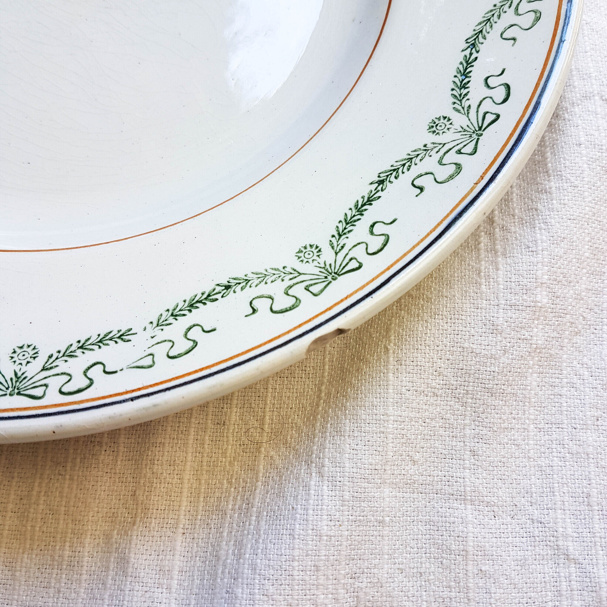 Set of 6 flat plates Saint Amand Blue white red Iron Earth