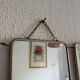 Vintage 1960 triptych barber mirror ivory quilted - 21 x 50 cm