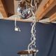 Chandelier from the 1930s to 1950s in chrome metal and thick glass.