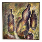 Nature morte aux bouteilles, huile sur toile