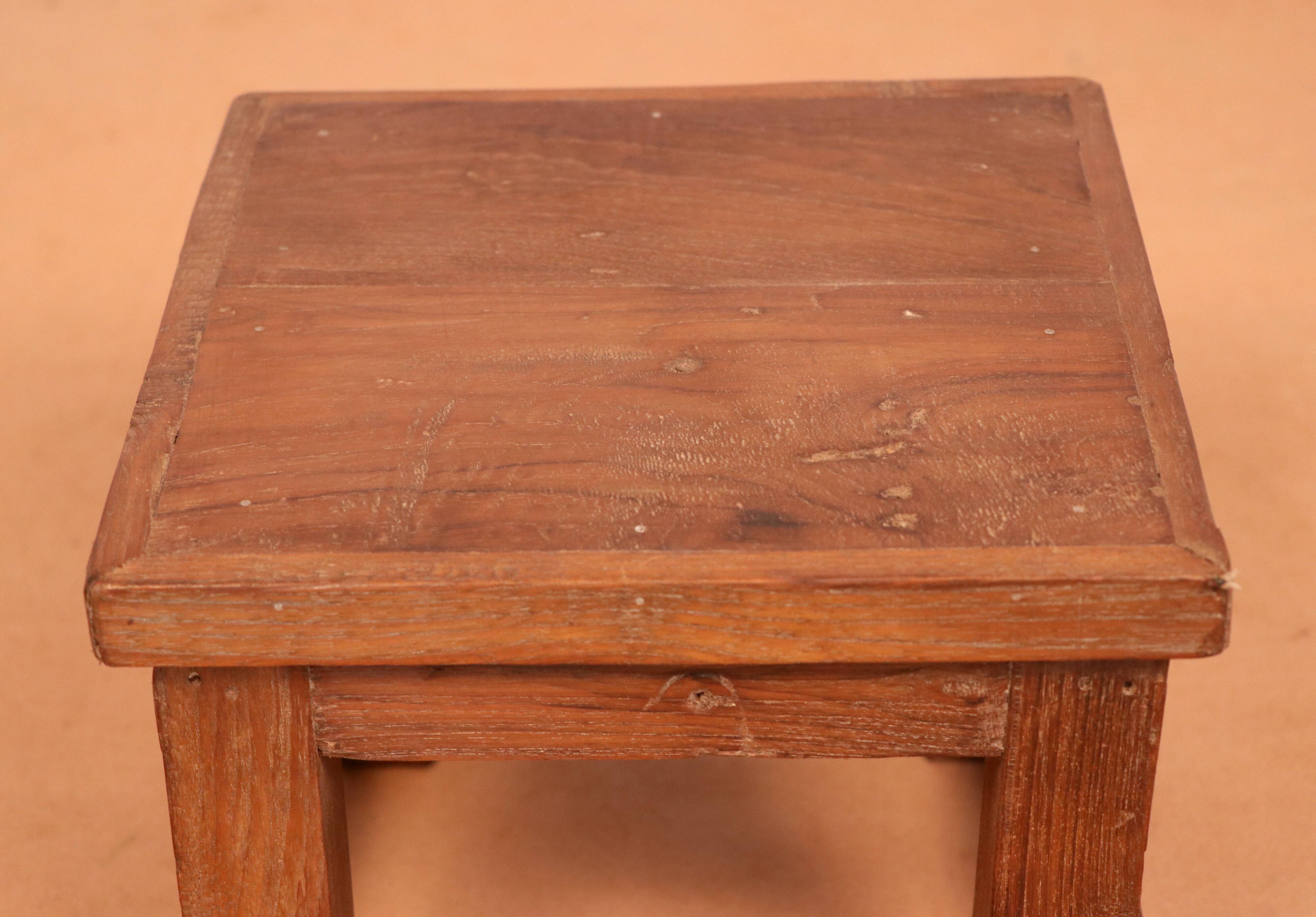 Old small Burmese teak workshop bedside table