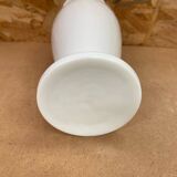 Ancien Vase Soliflore Opaline Blanche Col Corolle Vintage