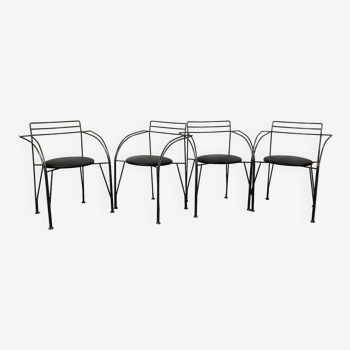 Set of 4 Silver Moon chairs by Pascal Mourgue