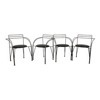 Set of 4 Silver Moon chairs by Pascal Mourgue