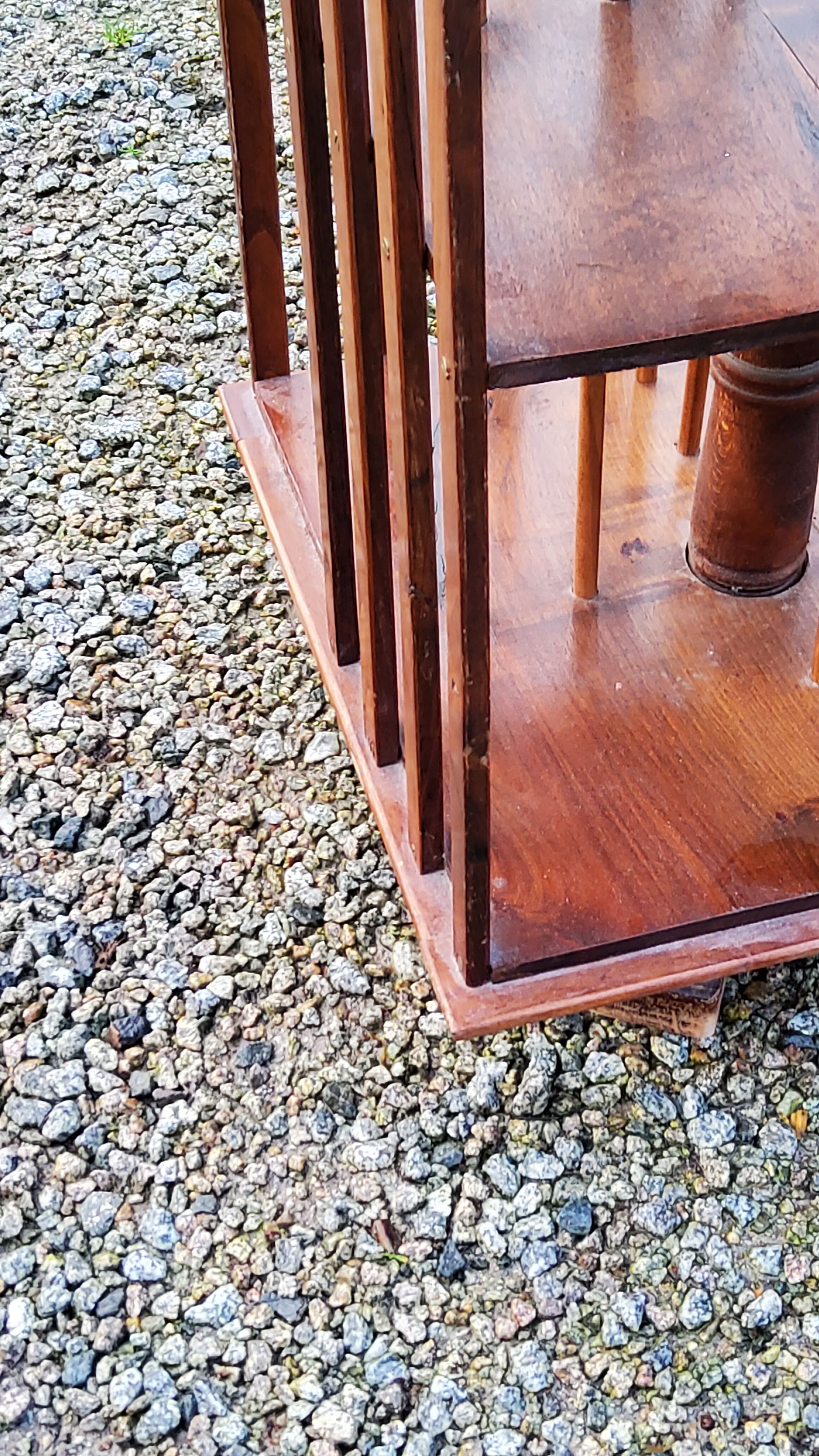 Art Deco style revolving bookcase in walnut and oak