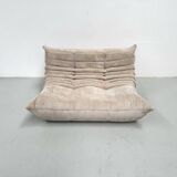 Two-seater canapé in beige corduroy attributed to Michel Ducaroy for Ligne Roset, 1970s.