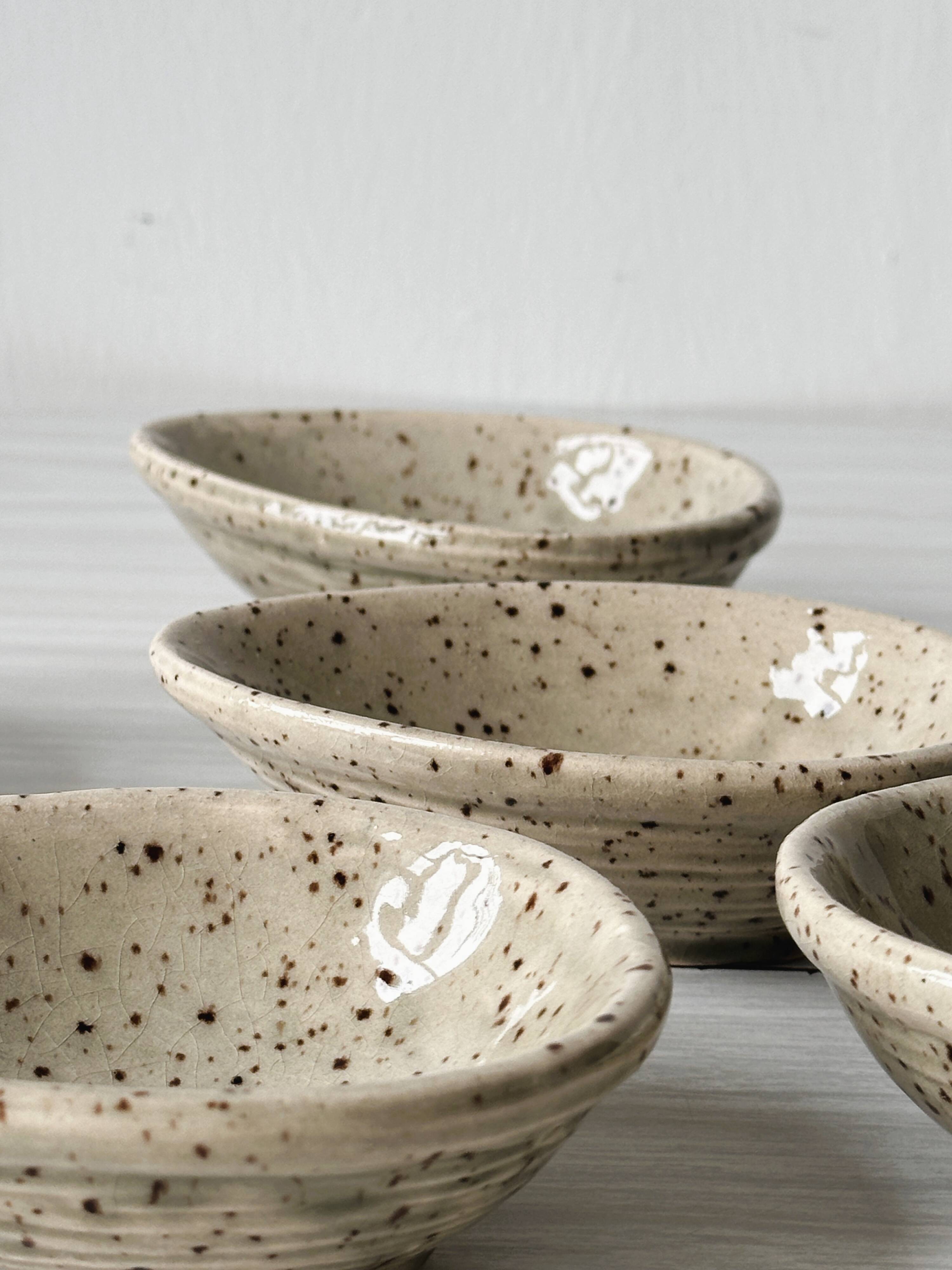 5 spotted pyrite sandstone bowls