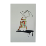 Illustration femme à l'ombrelle