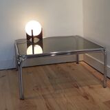 Table low metal and smoked glass