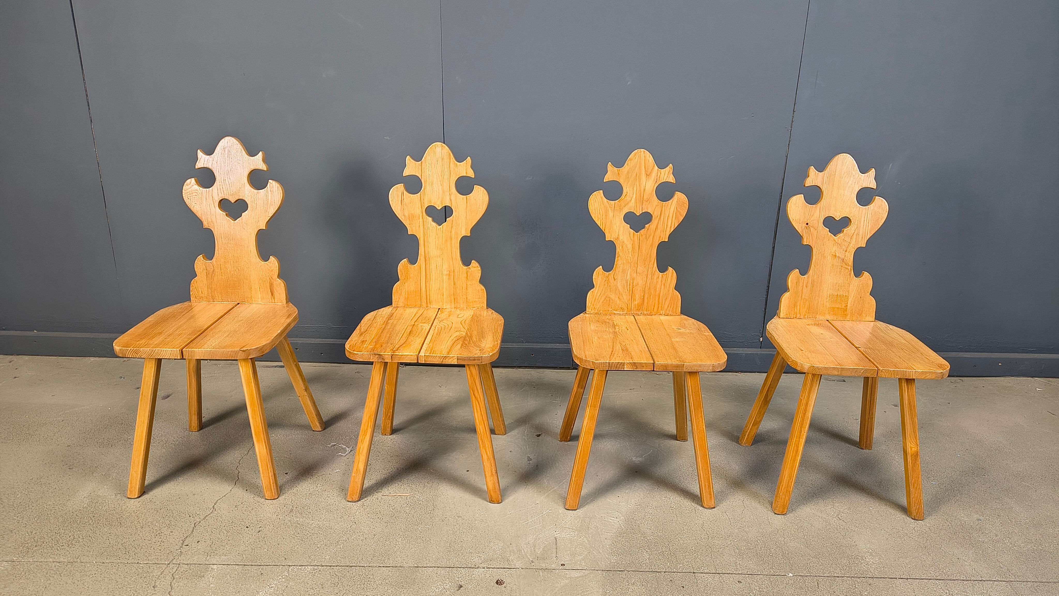 Vintage rustic Tiroler style dining chairs, 1960s