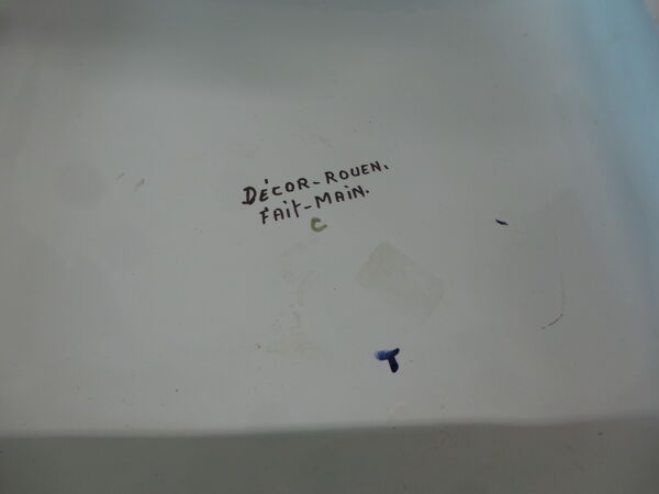 Dessous de plat faience rouen peint a la main decor floral