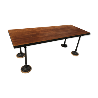 Industrial table feet cast iron oak tray year