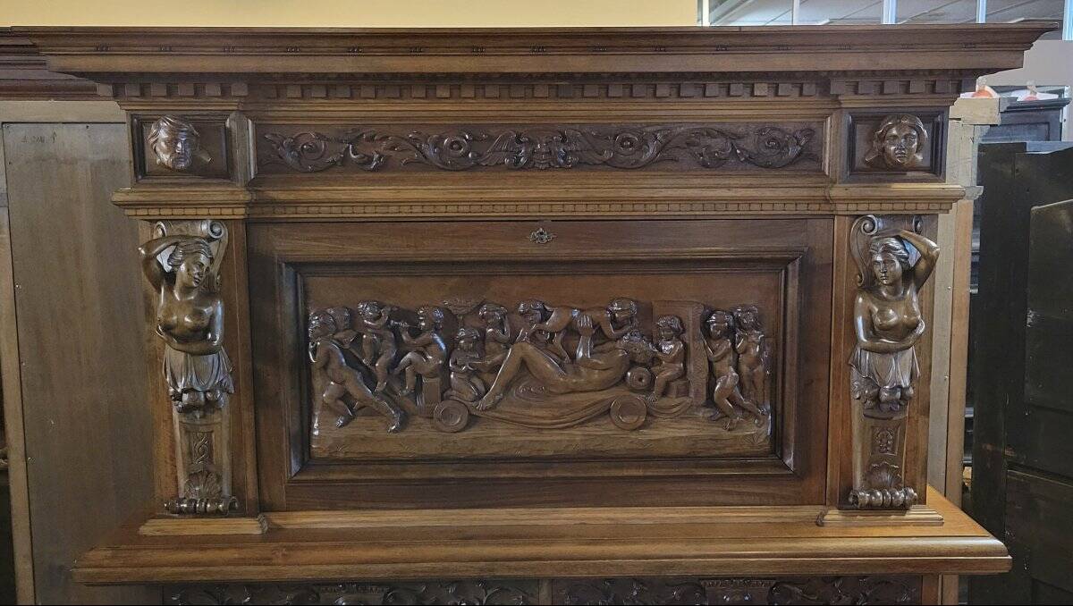 Antique solid wood furniture richly carved, in Renaissance style.