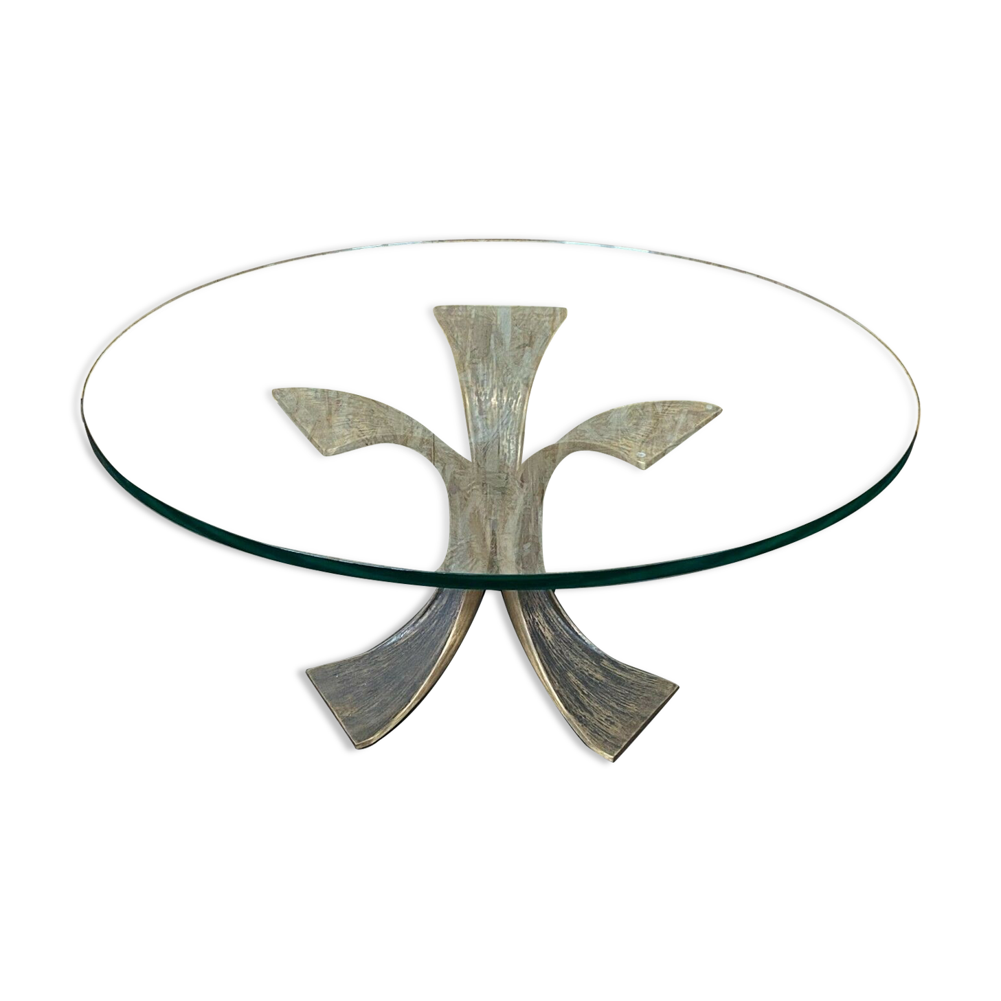 Table basse des années 60 70 Luciano Frigerio Table en verre en bronze brutaliste des années 60