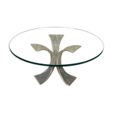 60s 70s Coffee Table Luciano Frigerio Brutalist Bronze Glass Table 60s