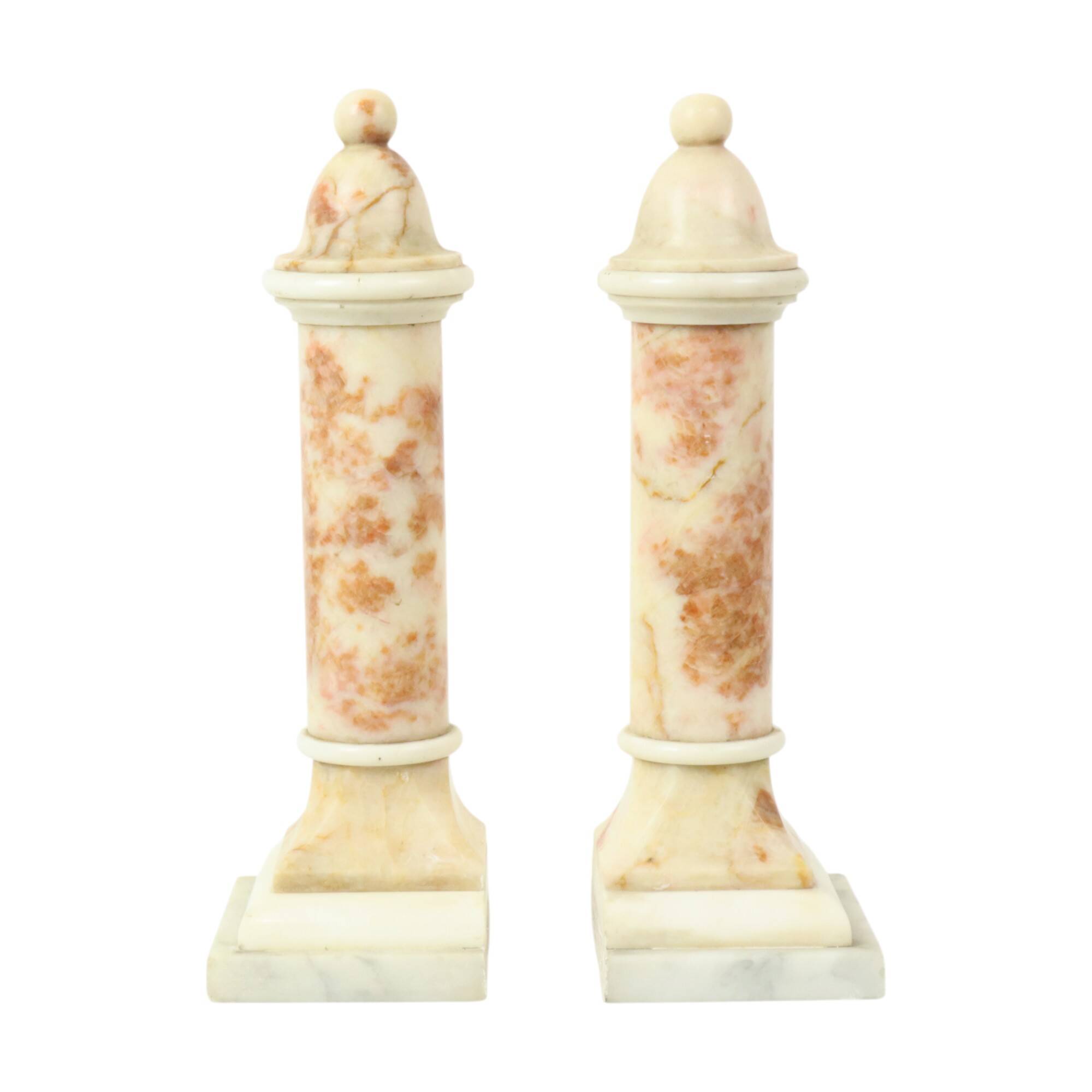 Set of 2 Decorative Marble Pillars Columns Classic 35cm