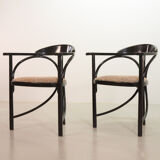 4 Wooden Black Lacquered Thonet Triangle Dining Chairs Model 87, 1980s