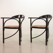 4 Wooden Black Lacquered Thonet Triangle Dining Chairs Model 87, 1980s