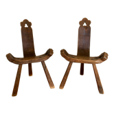 Pair of brutalist tripod chairs