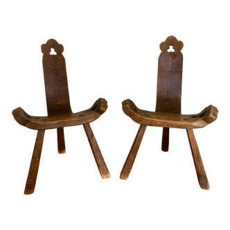 Pair of brutalist tripod chairs