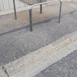 Vintage square coffee table chrome and smoked glass