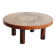 Round coffee table in wood and ceramic by Roger Capron, herbier/garrigue model, 60s/70s