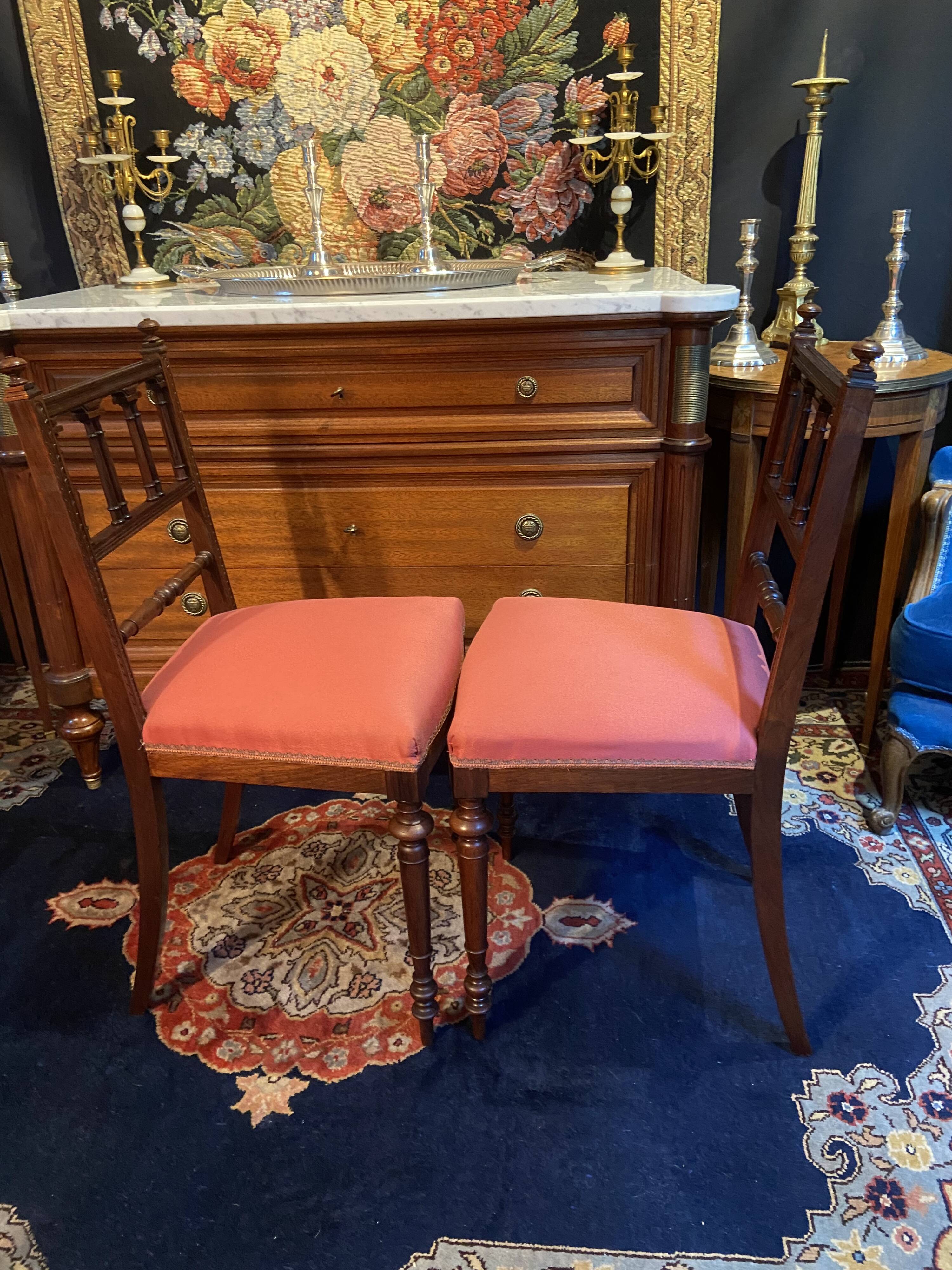 Pair of rosewood chairs from the 19th century, Napoleon III style.