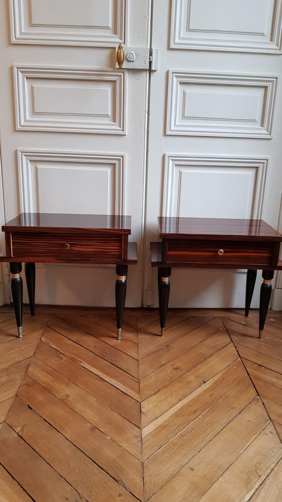 Pair of nightstands Tineo 60s wood plates
