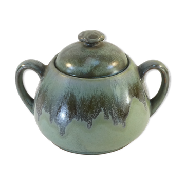 Sugar bowl in flammé rigging signed Denbac