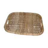 Large flat wicker basket 2 handles