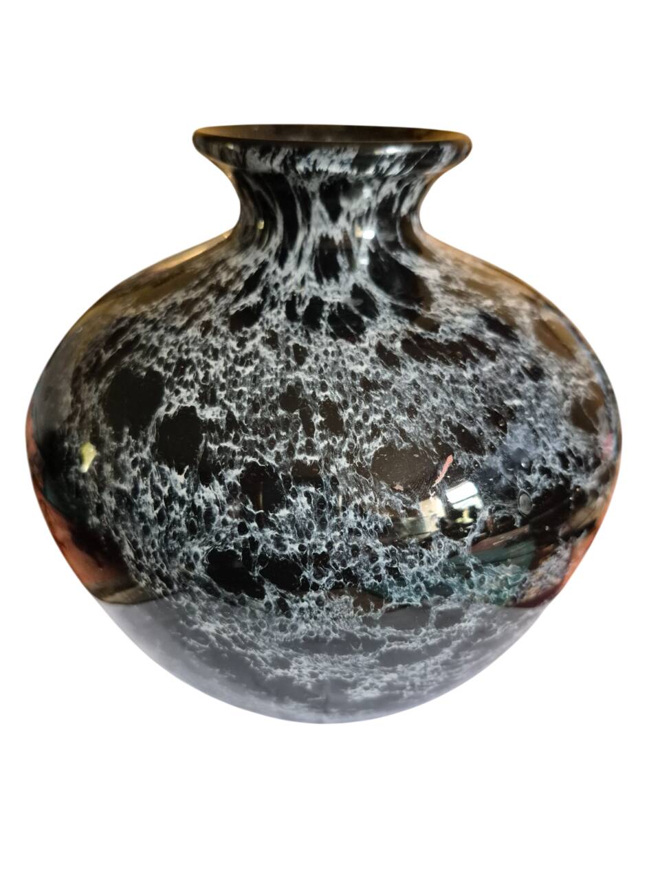 La Rochére marbled black and white ball vase, 20th century