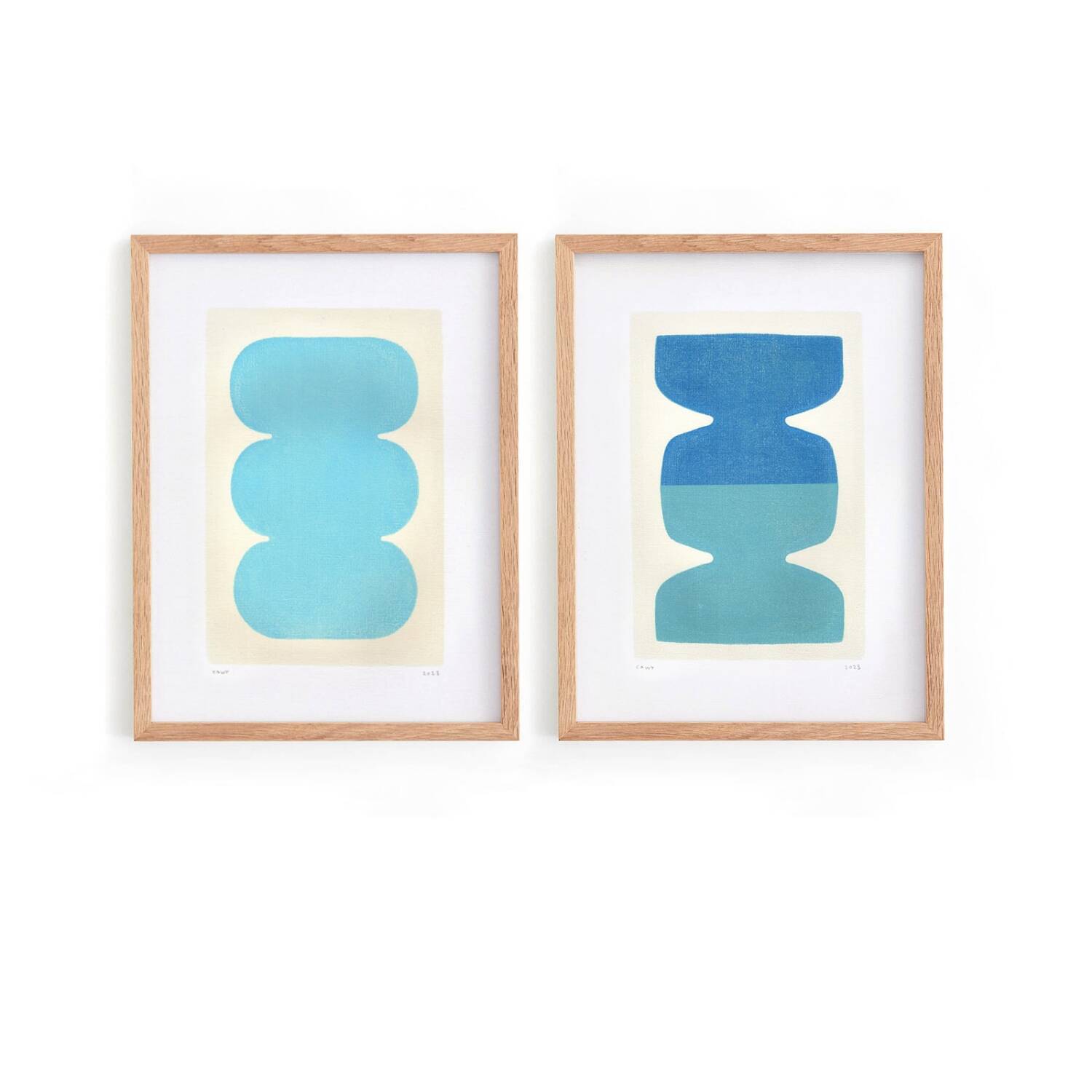 Duo of 40x30cm Twist and Asti paintings by Eawy