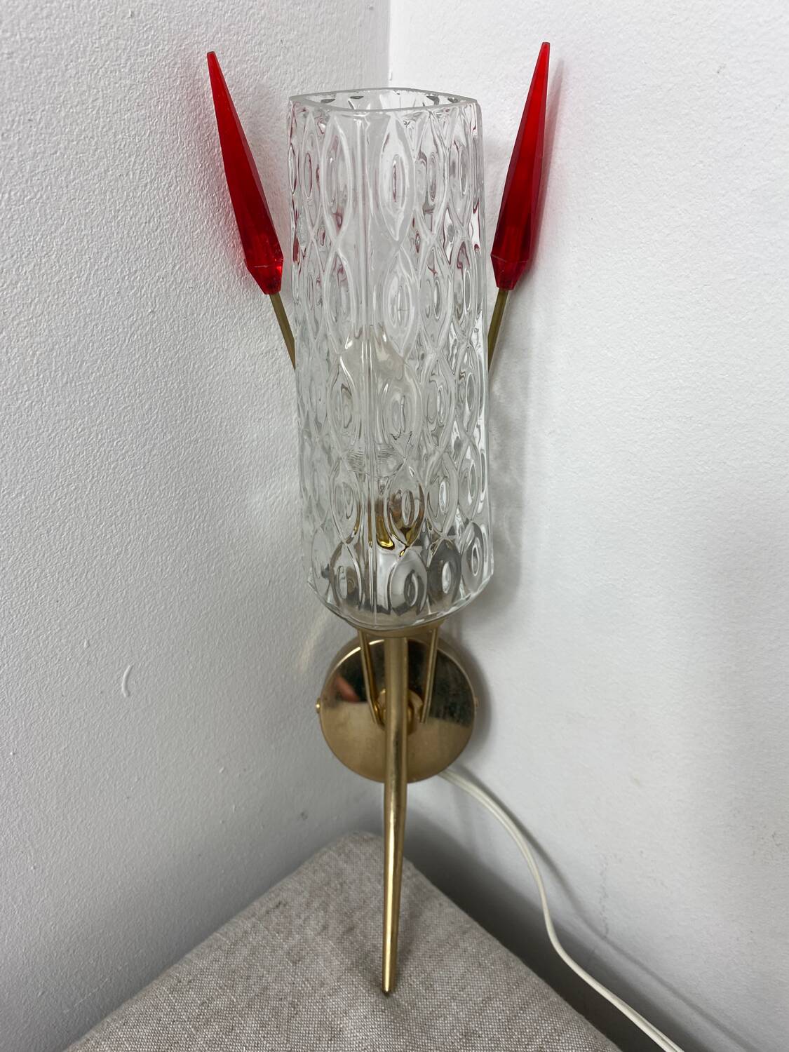 Brass and glass wall light, 1960