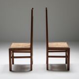Modern Dutch high-backed chairs with 1920 cord seats