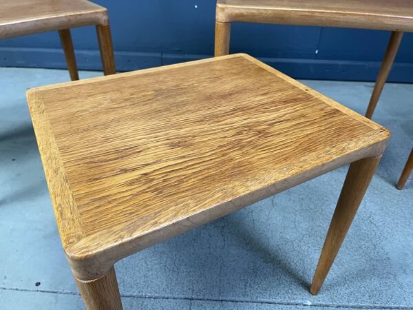 H.W. Klein. Bramin, trois tables de salle/ tables d'appoint, chêne, années 1960, Danemark